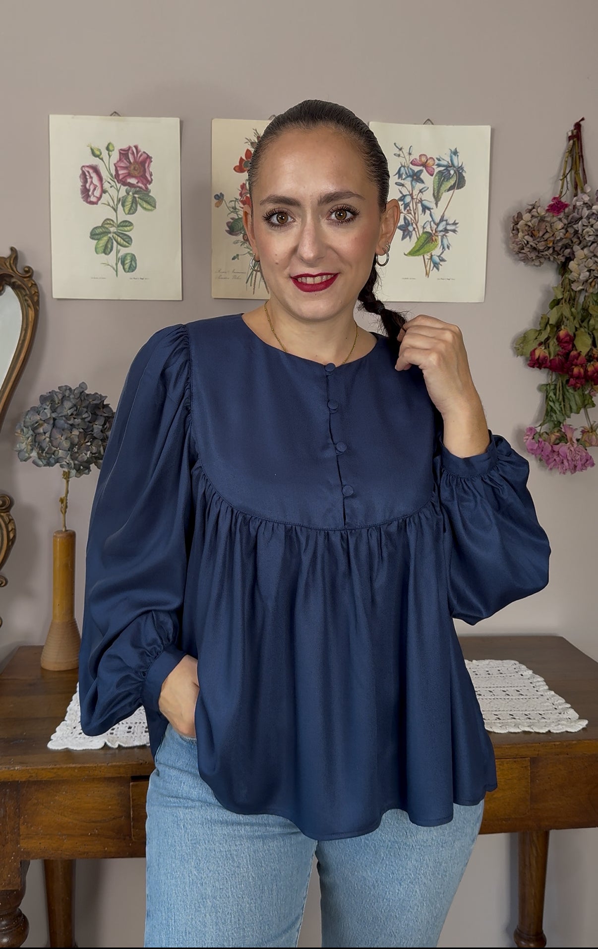 Blusa Laila, blu notte d'autunno
