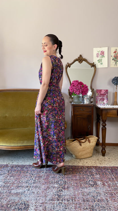 Abito Bruna, nero fiori