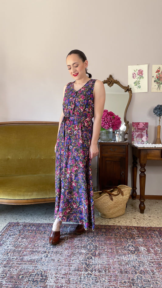 Abito Bruna, nero fiori