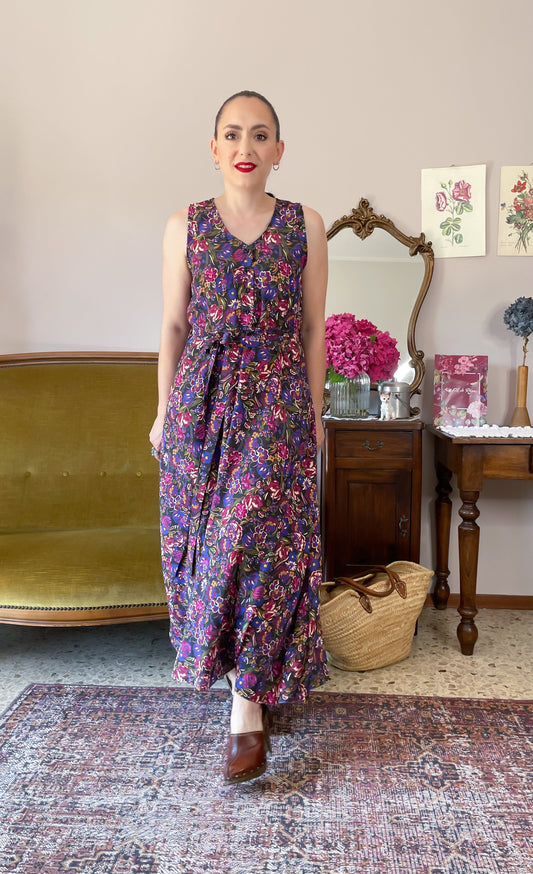 Abito Bruna, nero fiori