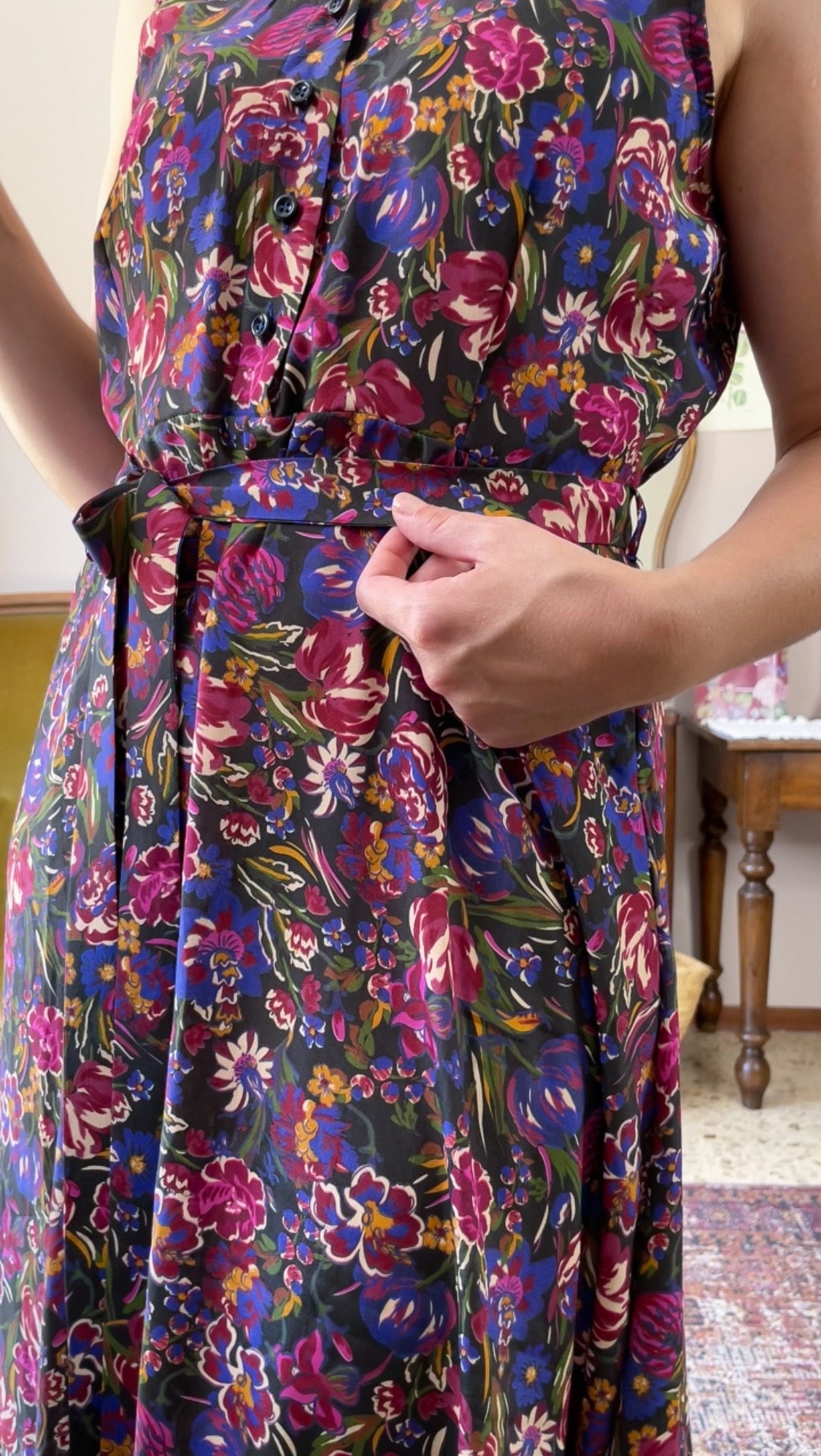 Abito Bruna, nero fiori