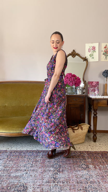 Abito Bruna, nero fiori