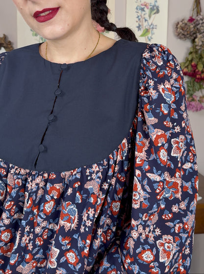 Blusa Laila, blu hippie garden