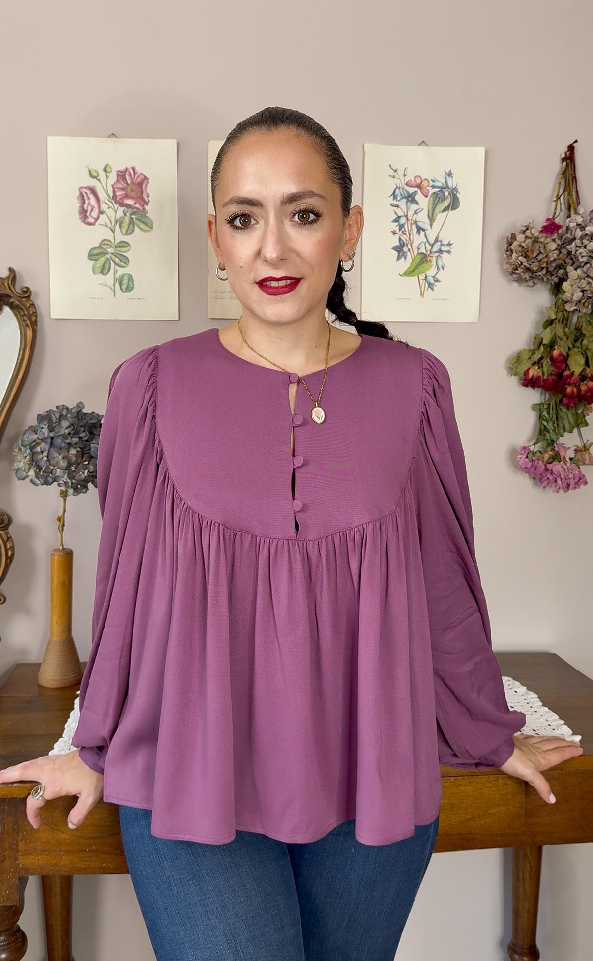 Blusa Laila, fiore di malva