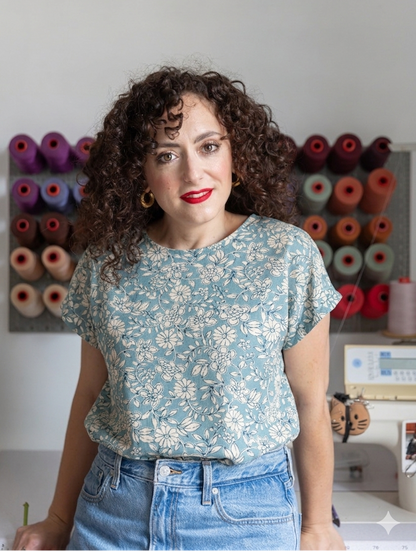 Blusa Serena, azzurro fiorellini