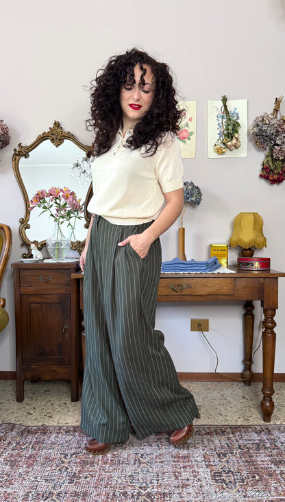 Pantalone Coco, gessato verde