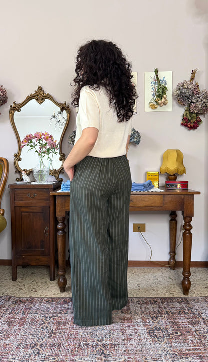 Pantalone Coco, gessato verde