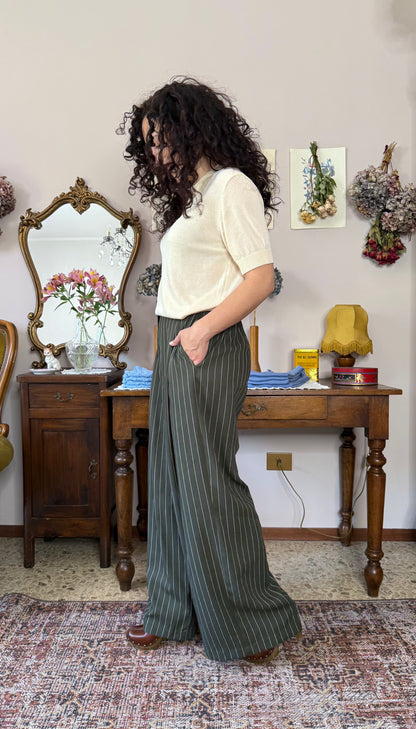 Pantalone Coco, gessato verde