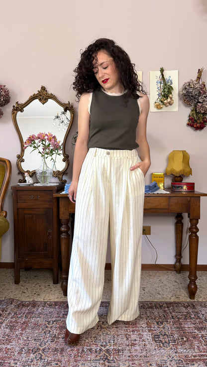 Pantalone Coco, gessato panna