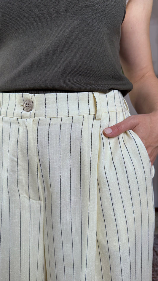 Pantalone Coco, gessato panna