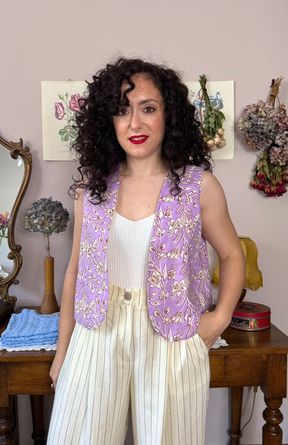 Gilet Iris, lilla blockprint