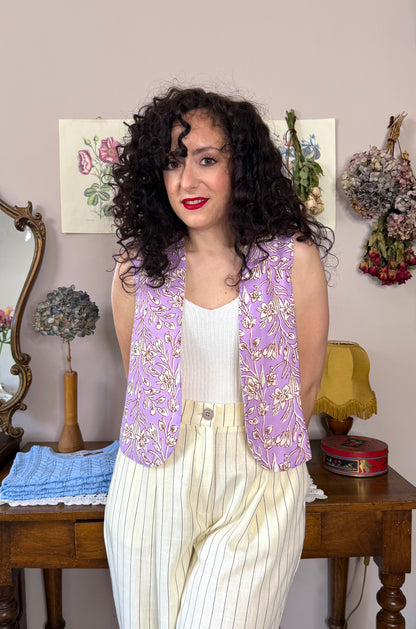 Gilet Iris, lilla blockprint