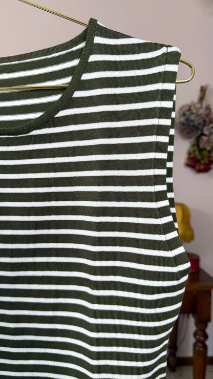 Canotta a righe in maglia, verde e bianco
