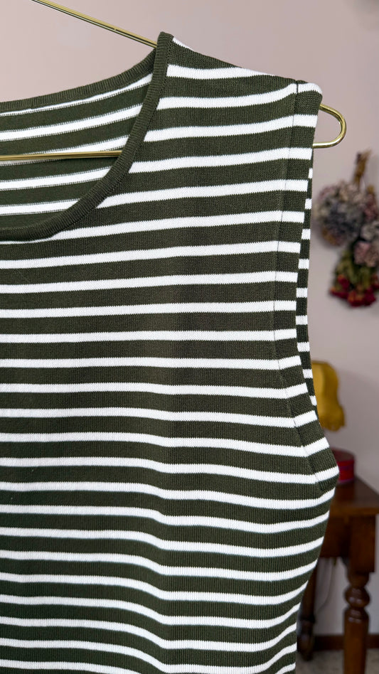 Canotta a righe in maglia, verde e bianco
