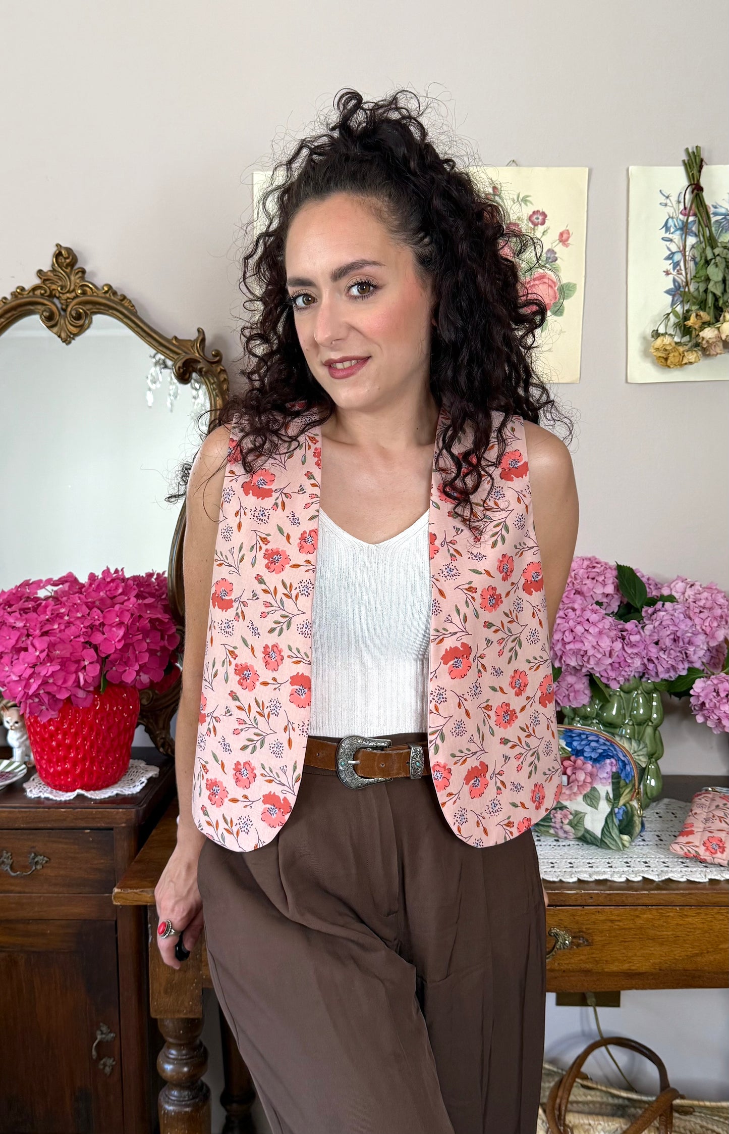 Gilet Iris, fiori pesca