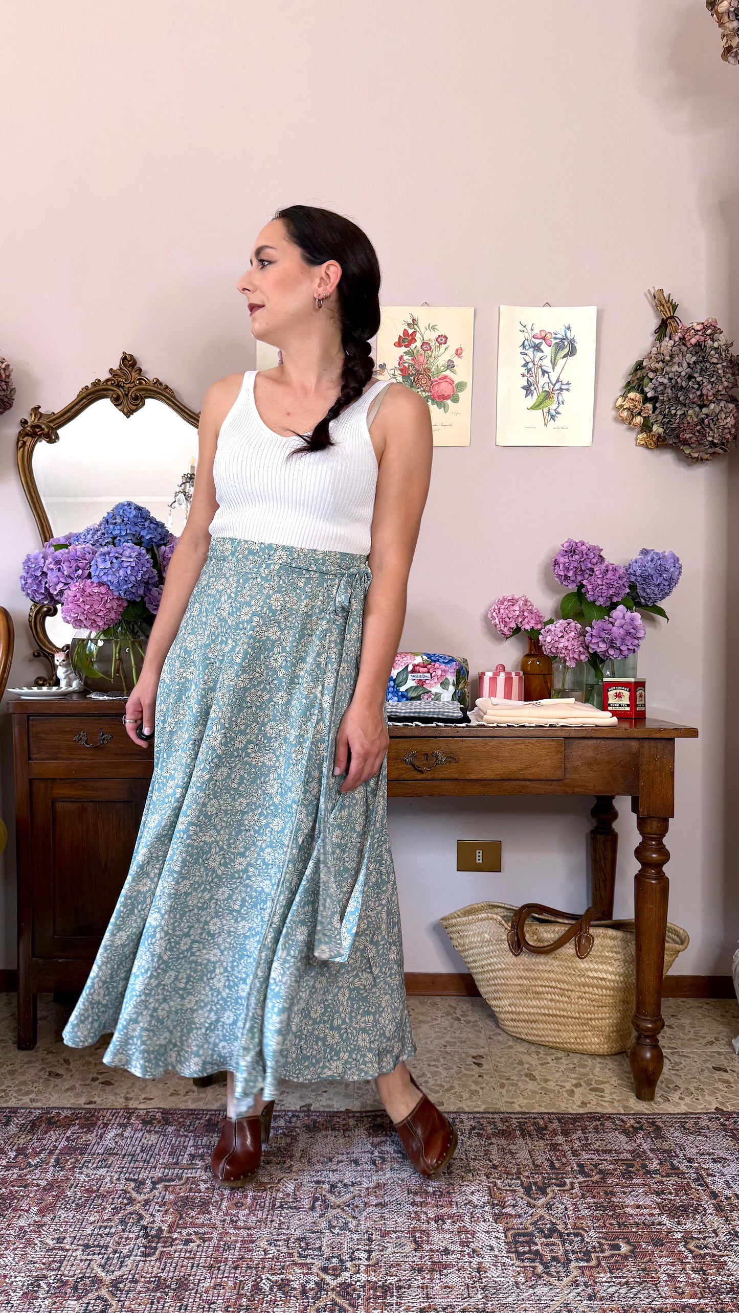 Gonna Ines, azzurro fiorellini