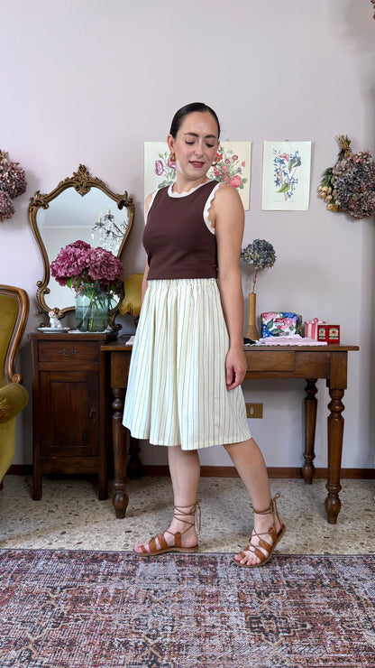 Gonna-Pantalone Morena, gessato burro