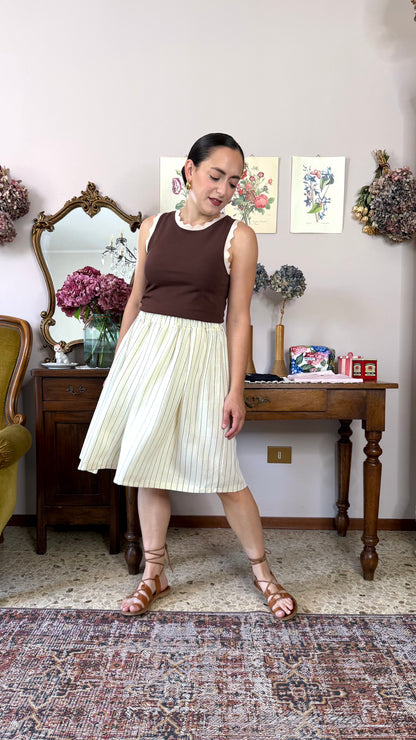 Gonna-Pantalone Morena, gessato burro