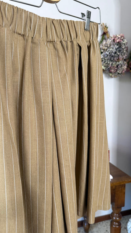 Gonna-Pantalone Morena, gessato nocciola