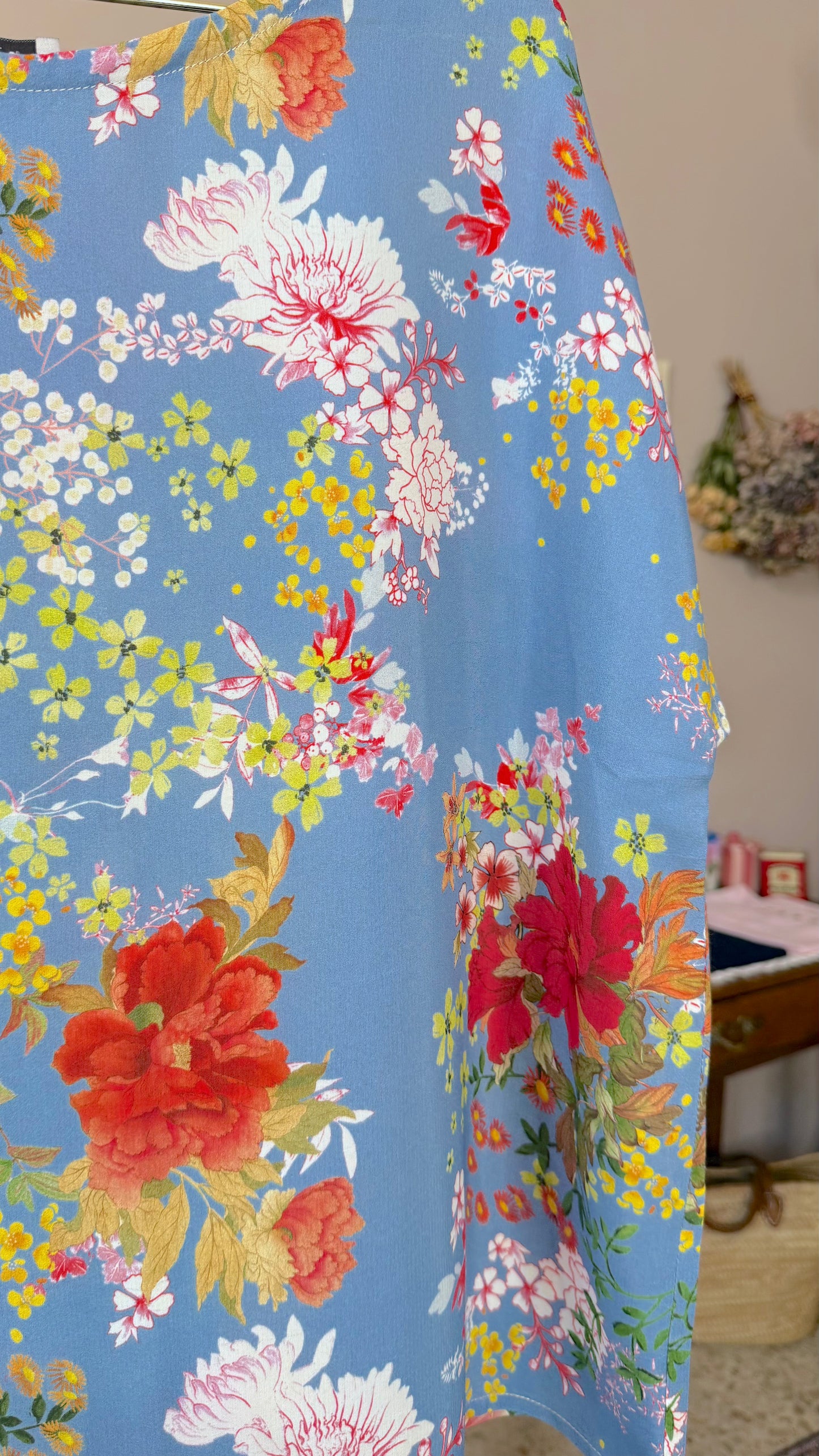 Blusa Serena, azzurro fiori