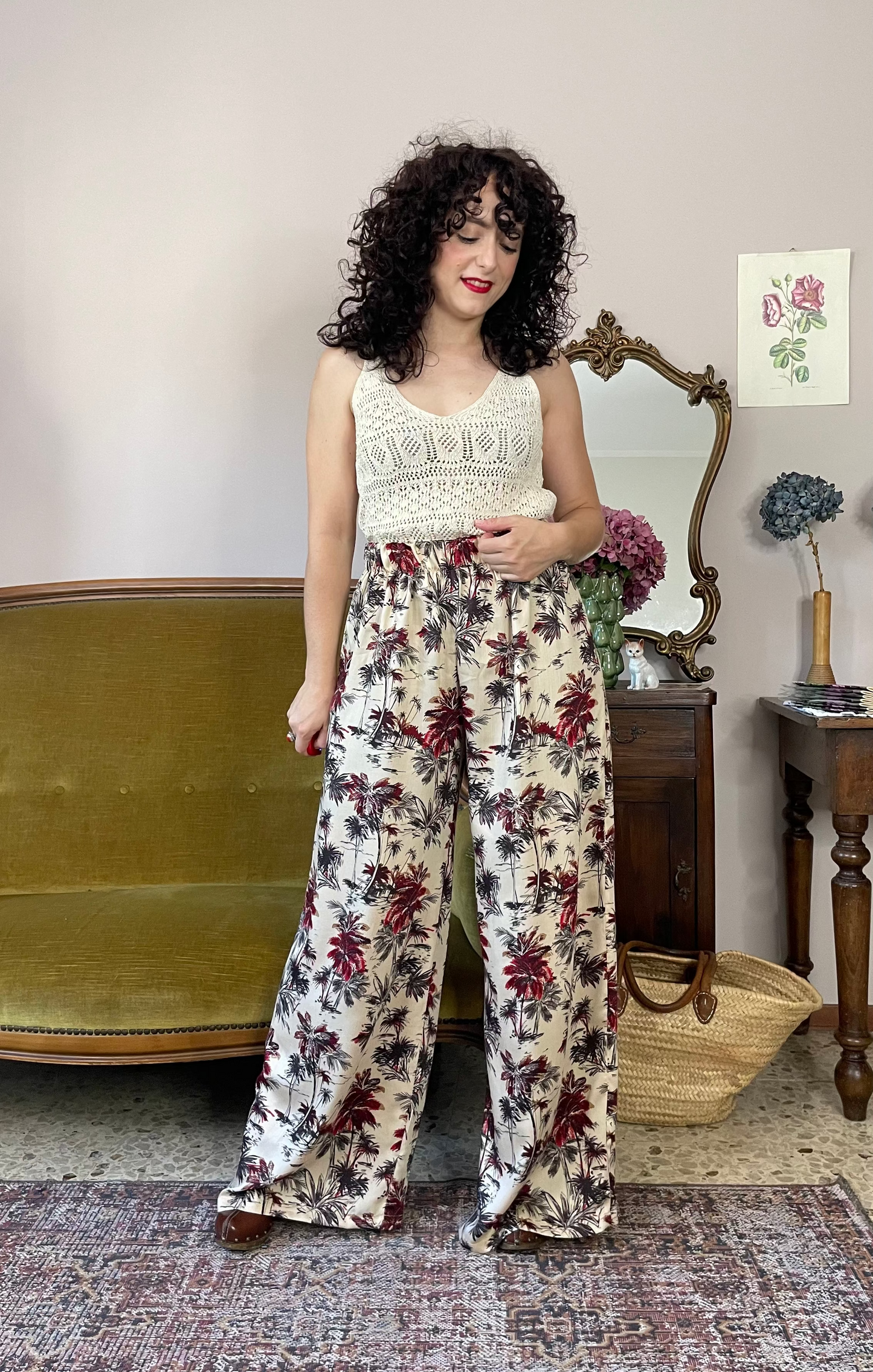 Pantalone palazzo Rachel, palme