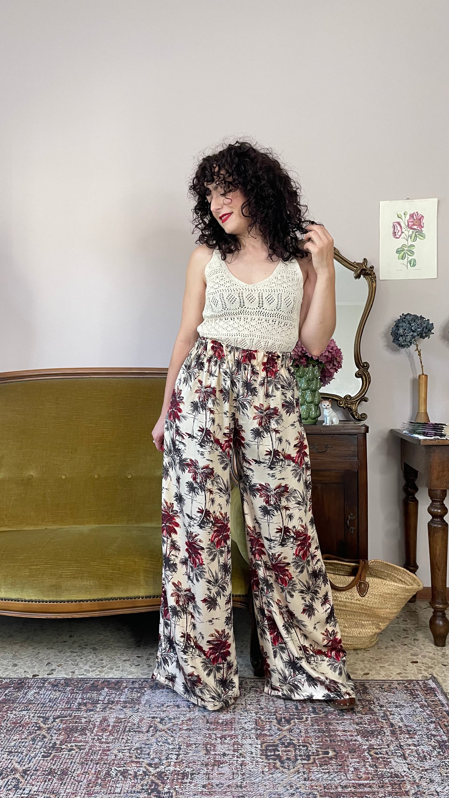 Pantalone palazzo Rachel, palme