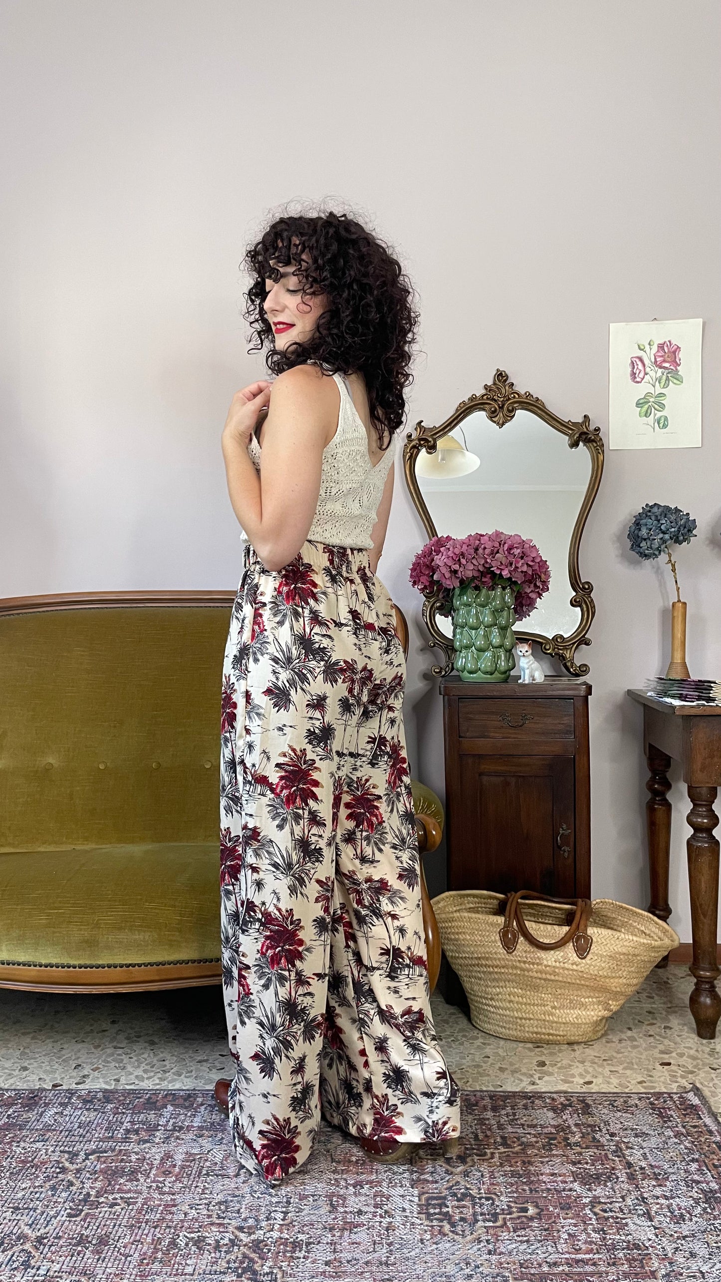 Pantalone palazzo Rachel, palme