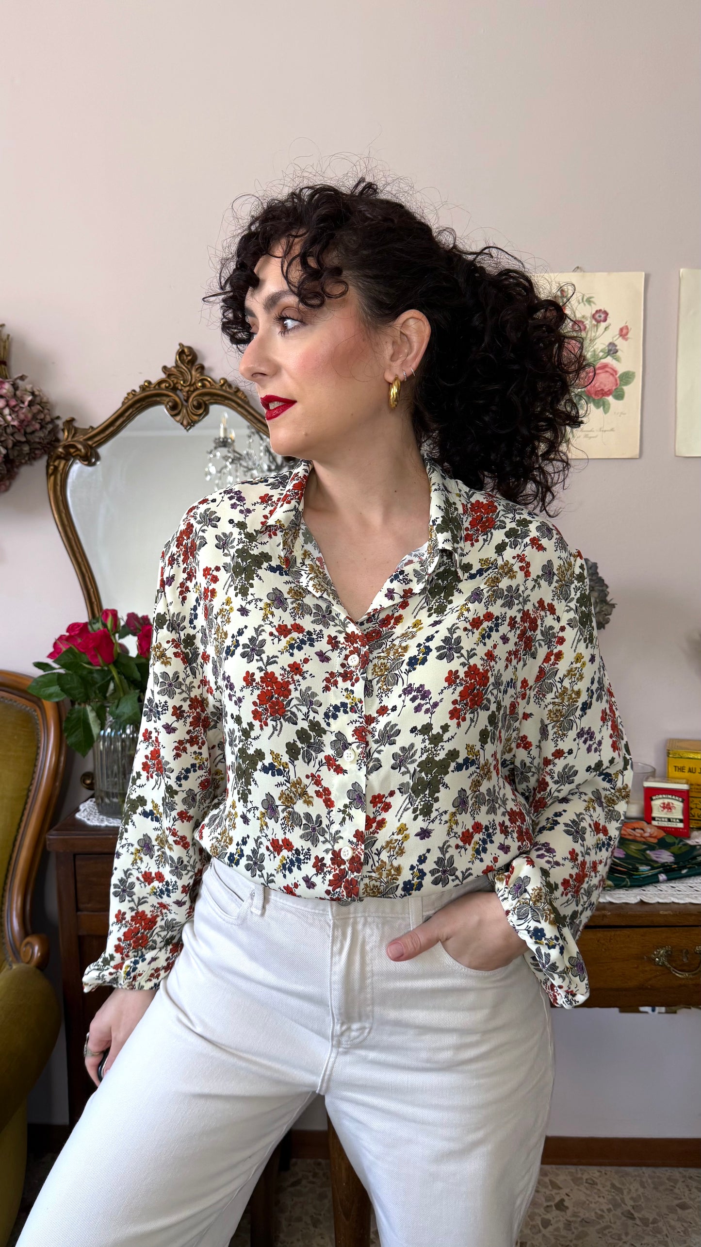 Camicia Julie, burro micro fiori
