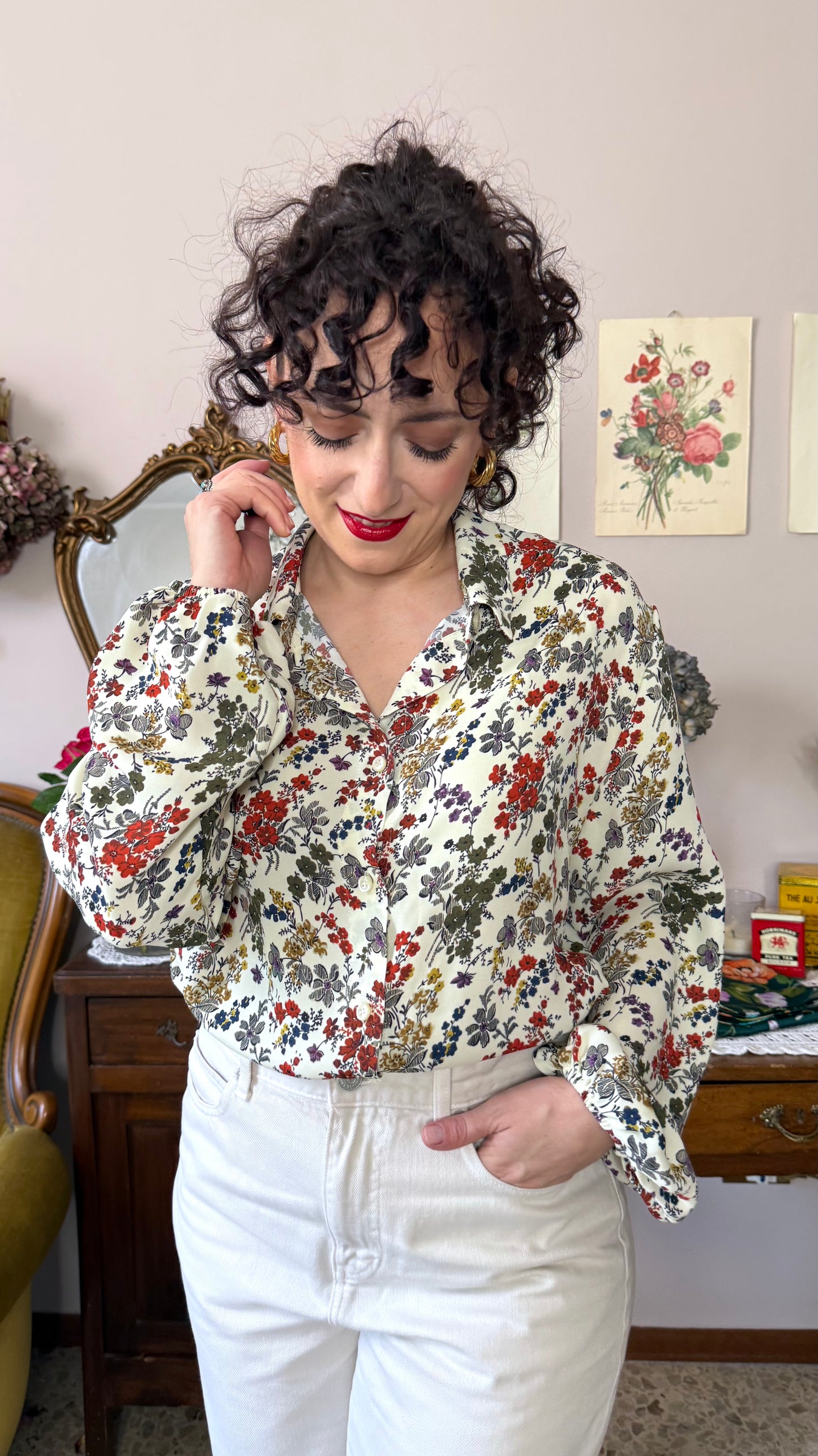 Camicia Julie, burro micro fiori