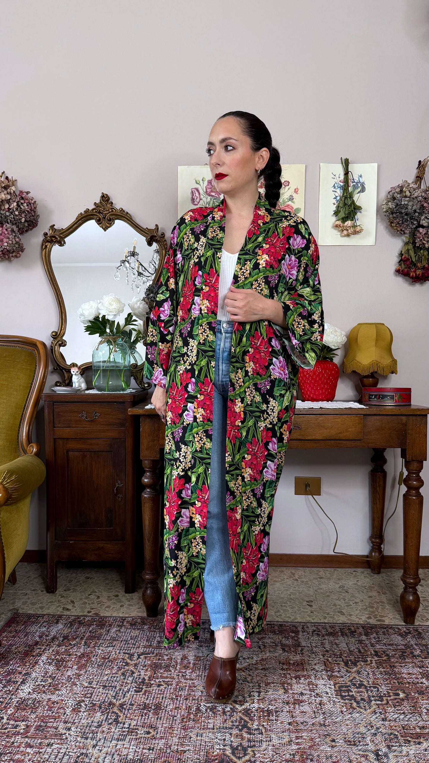 Kimono, midnight garden