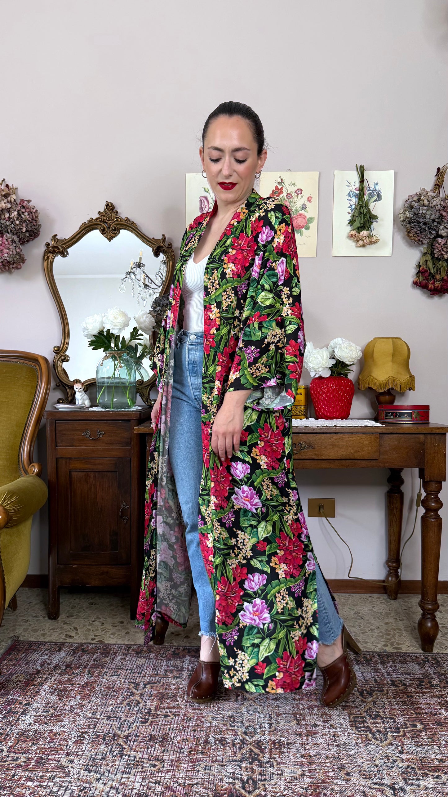 Kimono, midnight garden