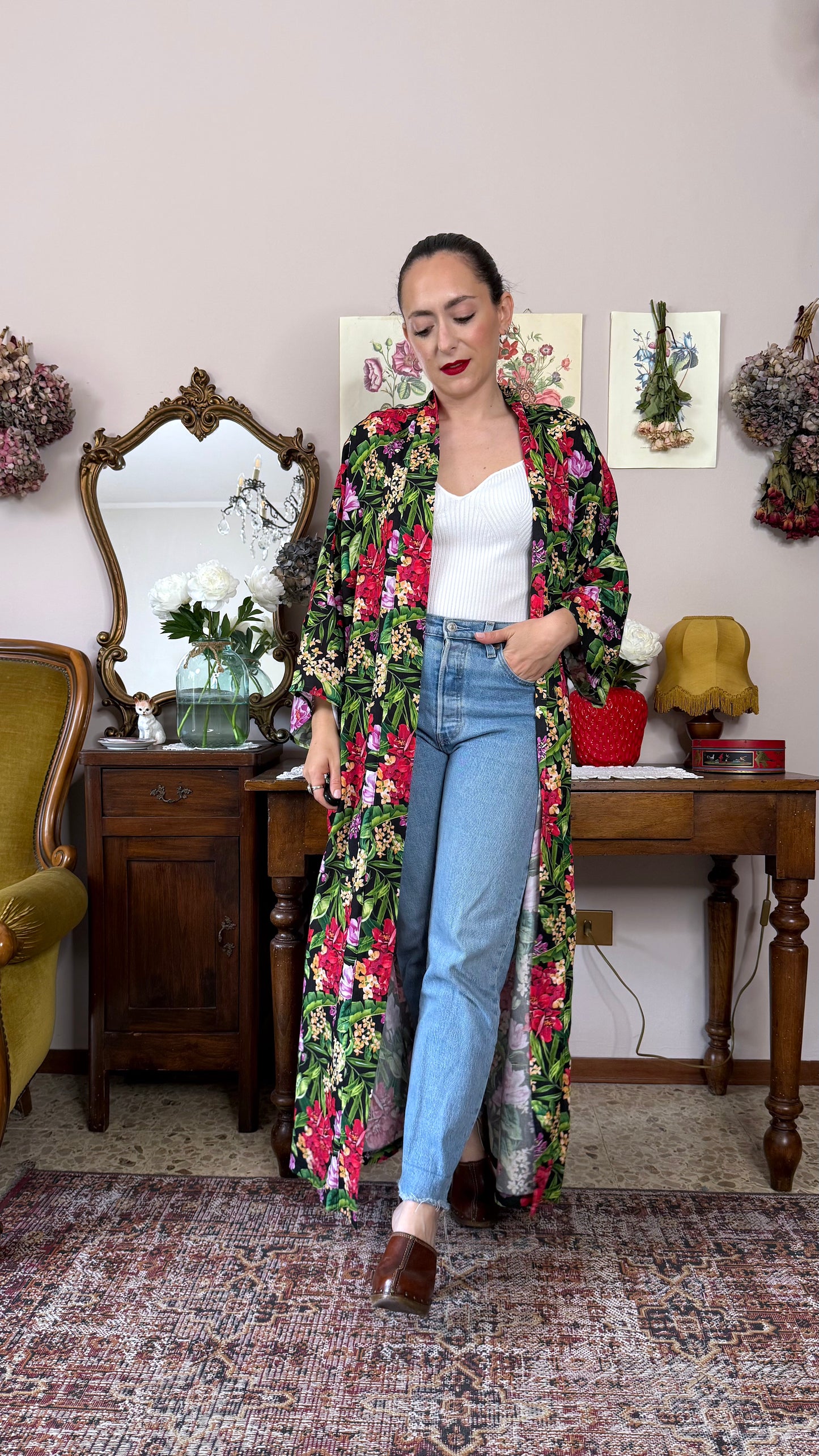 Kimono, midnight garden